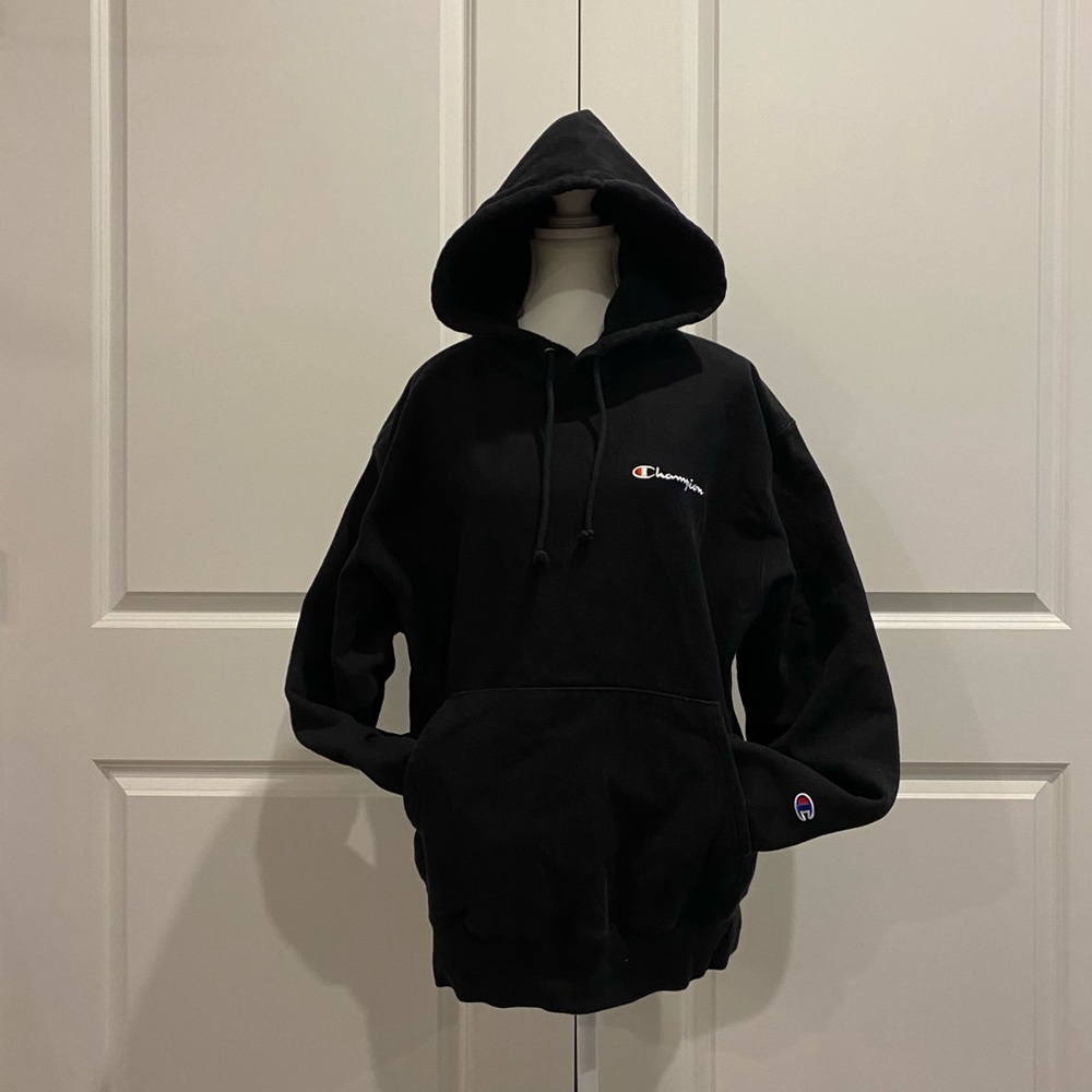 CHAMPION Heavyweight Reverse Weave Hoodie in Black - Mens XL